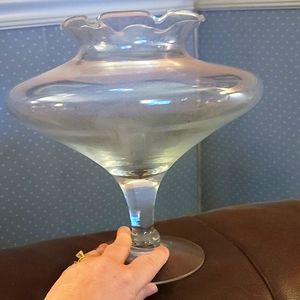 Glass candle dish, 9.5" x 9.5"